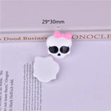 10pcs Pink Bow Skull Resin Charms 29x30mm
