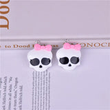 10pcs Pink Bow Skull Resin Charms 29x30mm