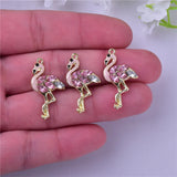 10pcs Pink Flamingo Enamel Charms for DIY Jewelry Making