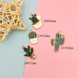 10pcs Cactus Enamel Charms Pendants DIY Jewelry Earring Bracelets