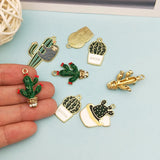 10pcs Cactus Enamel Charms Pendants DIY Jewelry Earring Bracelets