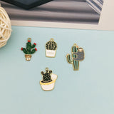 10pcs Cactus Enamel Charms Pendants DIY Jewelry Earring Bracelets