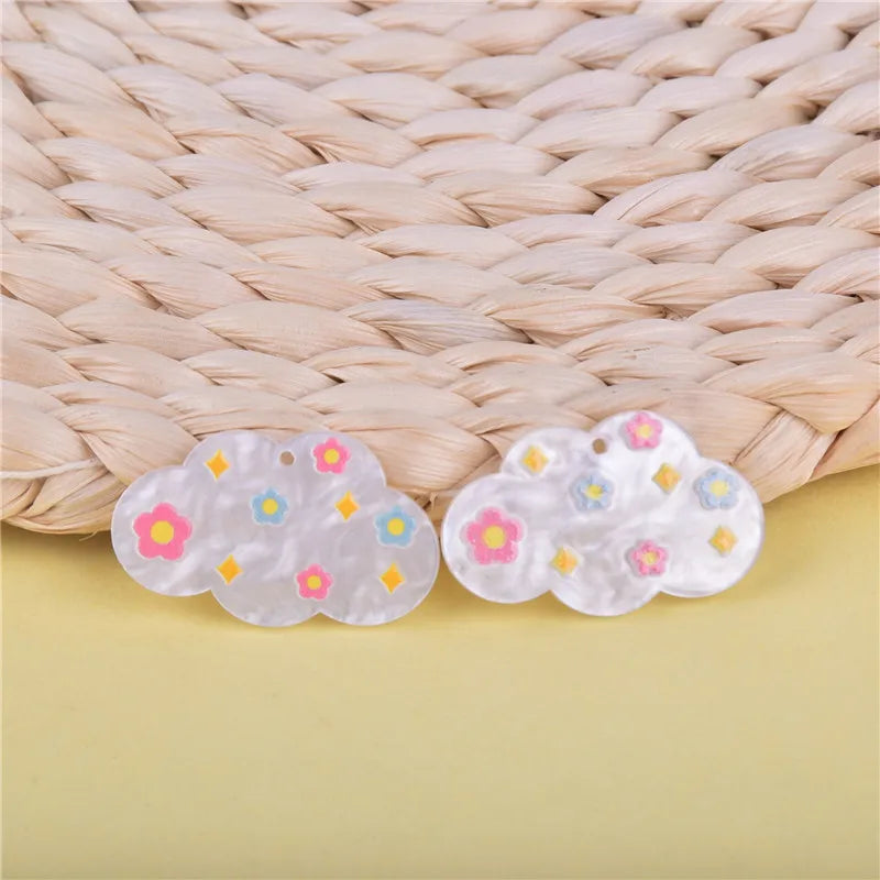 10pcs Rainbow Cat Flower Clouds Charms for DIY Earring Making
