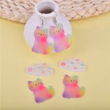 10pcs Rainbow Cat Flower Clouds Charms for DIY Earring Making