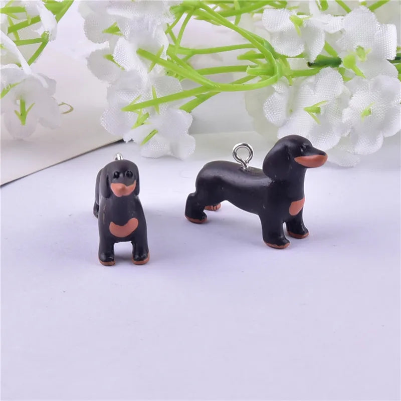 10pcs 3D Dog Resin Charms Jewelry Making Craft DIY