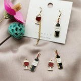 10pcs Wine Bottle Glass Charms Metal Golden Earring DIY Jewelry
