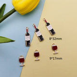 10pcs Wine Bottle Glass Charms Metal Golden Earring DIY Jewelry