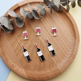 10pcs Wine Bottle Glass Charms Metal Golden Earring DIY Jewelry