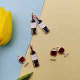 10pcs Wine Bottle Glass Charms Metal Golden Earring DIY Jewelry