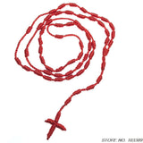 Red Rope Rosary Necklace Catholic Cord Rosary Knotted Religious Jewelry