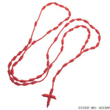 Red Rope Rosary Necklace Catholic Cord Rosary Knotted Religious Jewelry