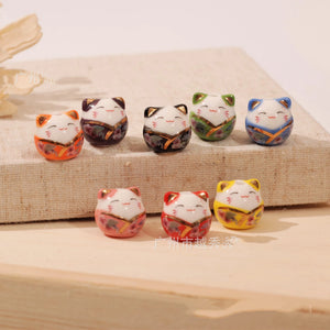10pcs Lucky cat Fortune Cat pendant ceramic DIY jewelry Earring bracelet