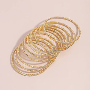 10pcs Metal Round Bangles Bracelets Vintage Alloy Wrist Bracelet