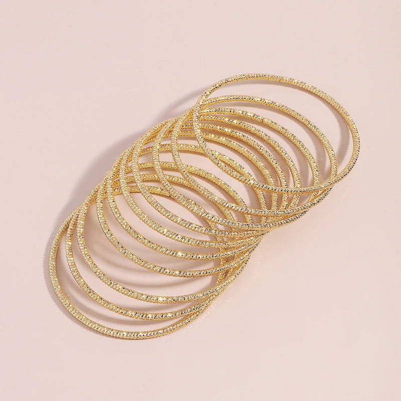 10pcs Metal Round Bangles Bracelets Vintage Alloy Wrist Bracelet