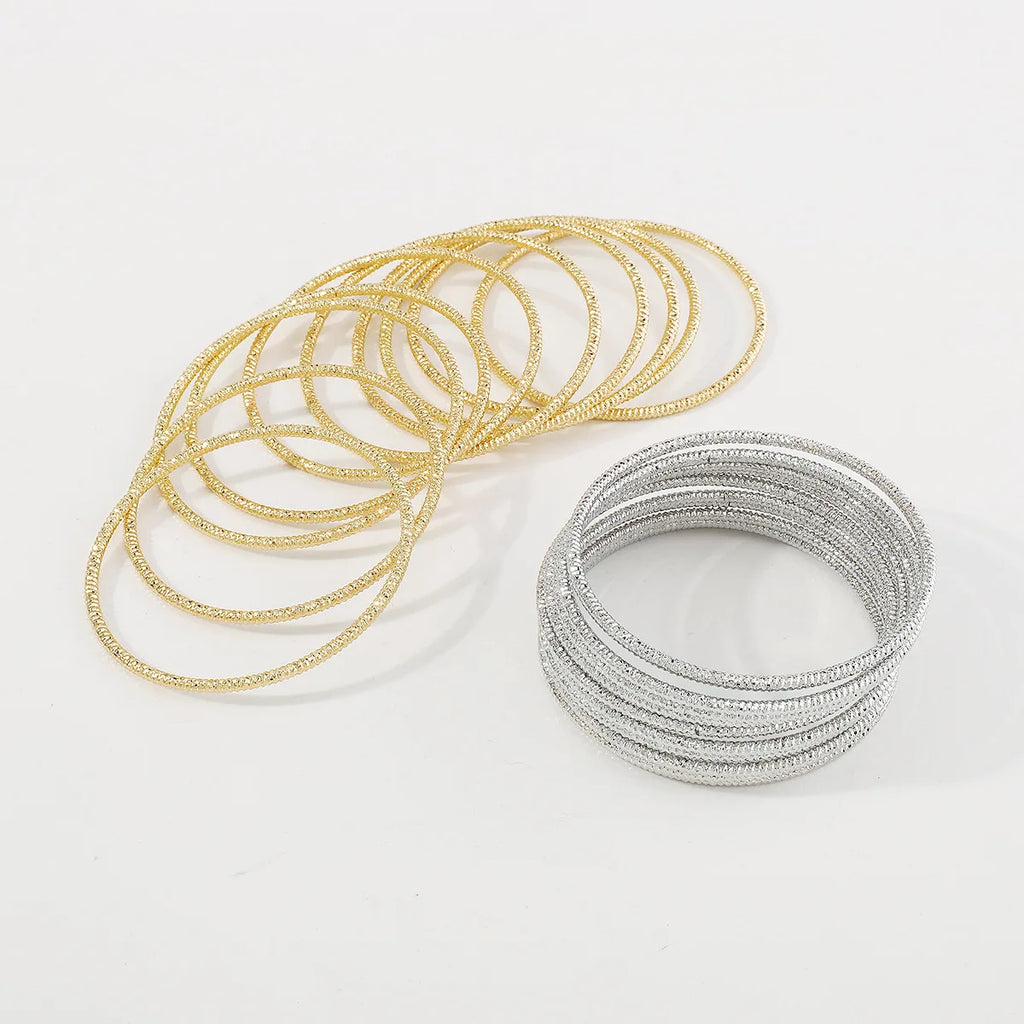 10pcs Metal Round Bangles Bracelets Vintage Alloy Wrist Bracelet