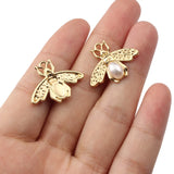 10pcs Faux Pearl Bee Pendant for Jewelry Making