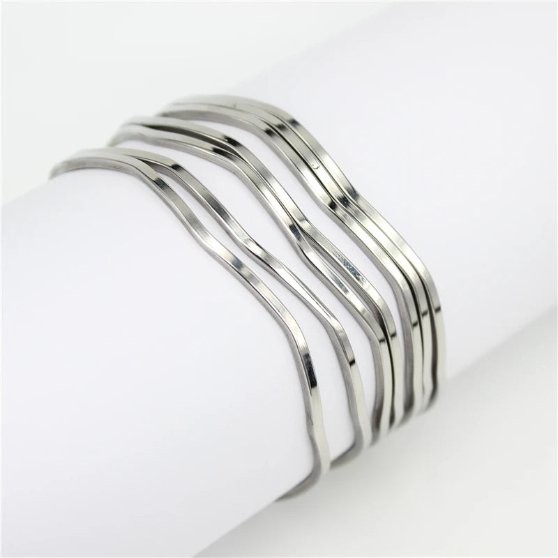 10pcs/set minimalist stainless steel bracelet 3mm
