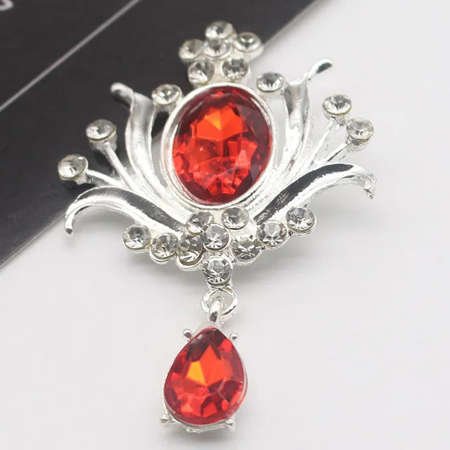 10pcs Silver Pendant 60*40mm Metal Rhinestone Brooch Wedding Decoration