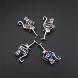 Silver-Plated Flamingo Pearl Cage Necklace Pendant with Essential Oil Diffuser