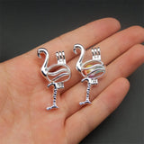 Silver-Plated Flamingo Pearl Cage Necklace Pendant with Essential Oil Diffuser