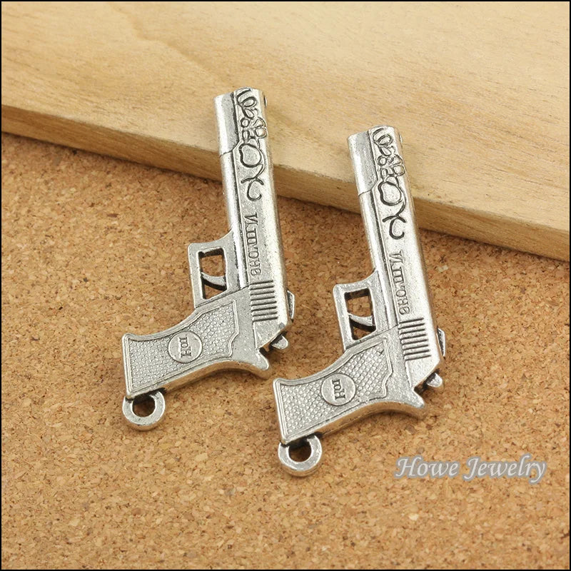 10pcs Silver Gun Pendant for Necklaces & DIY Jewelry B082