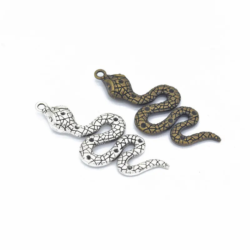 10pcs Vintage Snake Alloy Charms for Jewelry Making