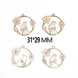 10pcs Pink Garland Rabbit Pendant for DIY Jewelry Making