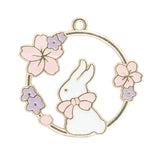 10pcs Pink Garland Rabbit Pendant for DIY Jewelry Making