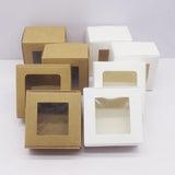 10pcs 7x7x3/4/5cm Gift Box Paper Box PVC Window White/Kraft Paper Box