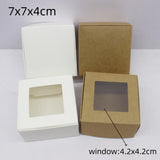 10pcs 7x7x3/4/5cm Gift Box Paper Box PVC Window White/Kraft Paper Box