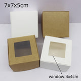 10pcs 7x7x3/4/5cm Gift Box Paper Box PVC Window White/Kraft Paper Box