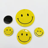 10pcs 30-45mm Double Black Yellow Smile Face Pendant for Necklace Making