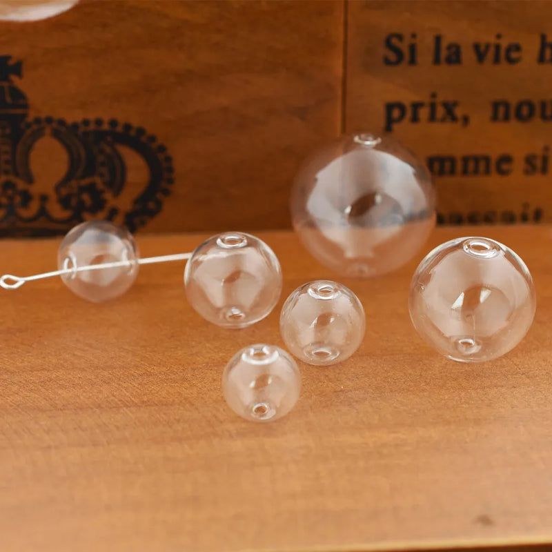 10pcs Glass Ball Double Hole Pendant Jewelry