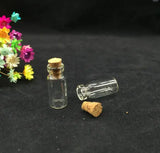 10 Mini Clear Cork Stopper Glass Bottles Vials Jars With Charms Pendant