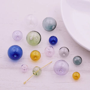 10pcs Double Hole 10-20mm Glass Ball Globe Beads Hollow Glass Bottle Vial