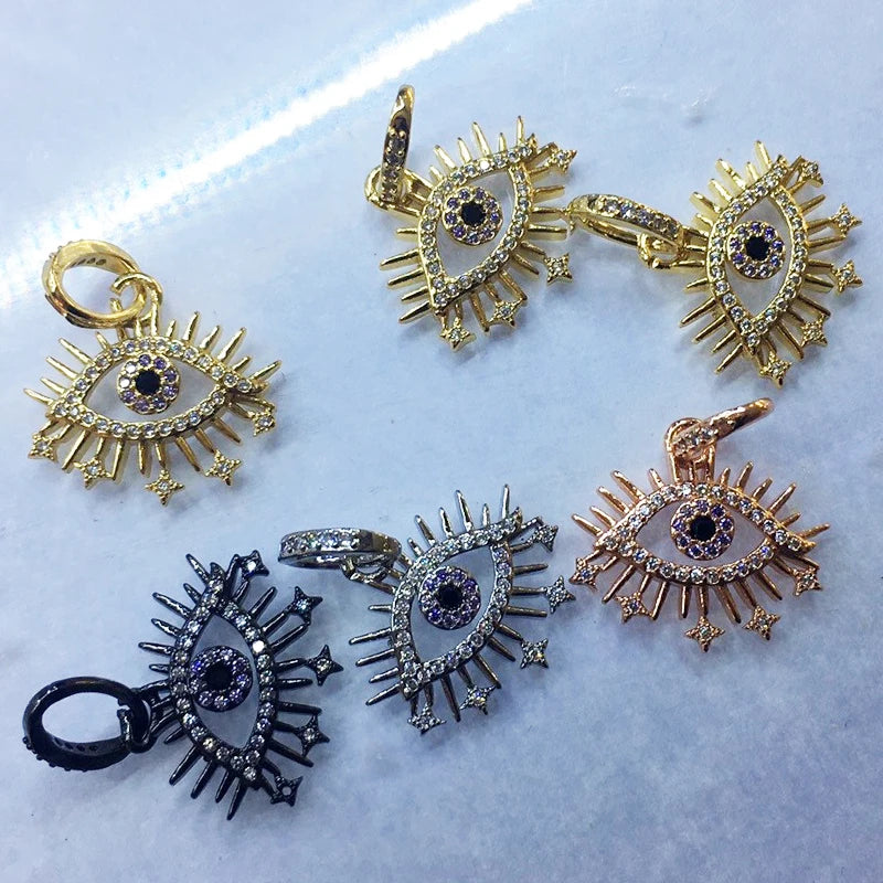 10PCS Small Eye Charm Beads Evil Eye Pendants for Women Jewelry