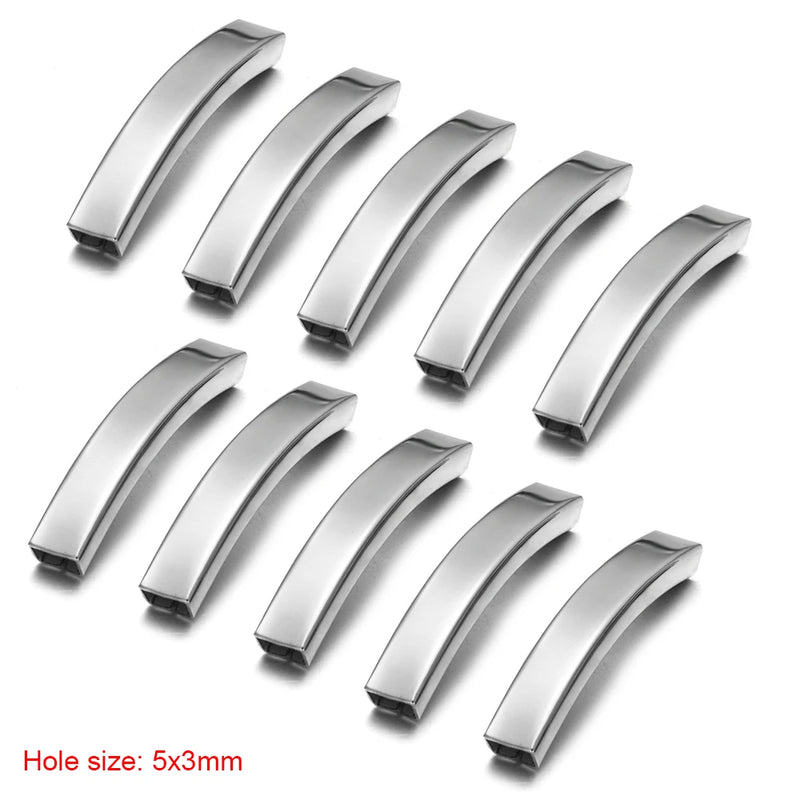 10pc Stainless Steel Slider Curved Tube Beads for Jewelry Making