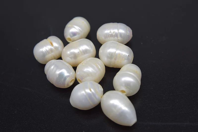 10pc Freshwater Pearl Big Hole Beads 9-13mm DIY Jewelry