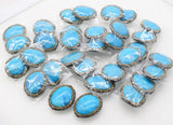 10pcs Howlite Zircon Turquoise Flat Oval Loose Beads 25*30mm for DIY Jewelry