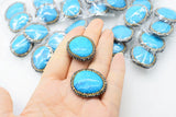 10pcs Howlite Zircon Turquoise Flat Oval Loose Beads 25*30mm for DIY Jewelry