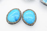 10pcs Howlite Zircon Turquoise Flat Oval Loose Beads 25*30mm for DIY Jewelry