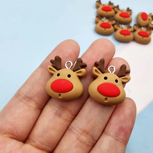Christmas Deer Resin Charms For Jewelry Making Craft DIY Pendants Earrings