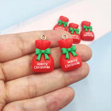 10pc Christmas Gift Bag Resin Charms for DIY Jewelry Animals Craft C649