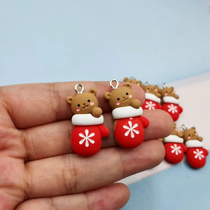 Lovely Bear Glove Charms for DIY Jewelry Making Crafting