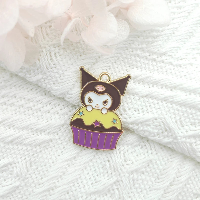 10pcs Little Devil Enamel Pendant Cream Dog Metal Charm DIY Jewelry