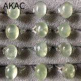 Natural Green Prehnite Adjustable Copper Ring