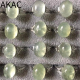 Natural Green Prehnite Adjustable Copper Ring