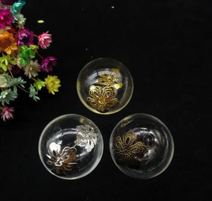 10 Sets 25mm Round Glass Globe Bubble with Double Hole Glass Vial