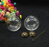 10 Sets 25mm Round Glass Globe Bubble with Double Hole Glass Vial