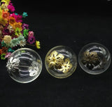10sets 30mm Glass Vial with Flower Beads Cap & Eye Pin Set DIY Jewelry Pendant